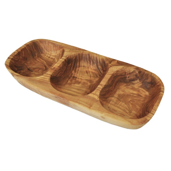 OL159 Olive Wood 3 Compartment Serving Tray | Olivas de Oro